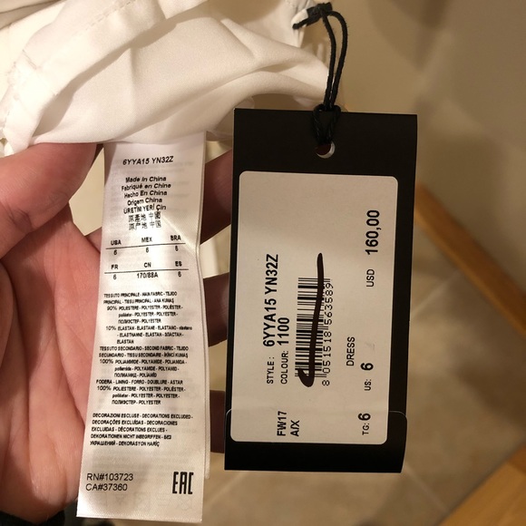 NEW AX Armani Exchange white fitted mini length shift dress mesh piecing size 6 - Picture 7 of 8